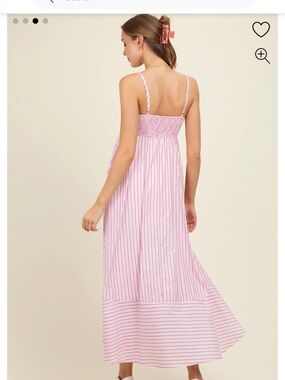Maternity Pink Striped Smocked-Back Maxi Dress
